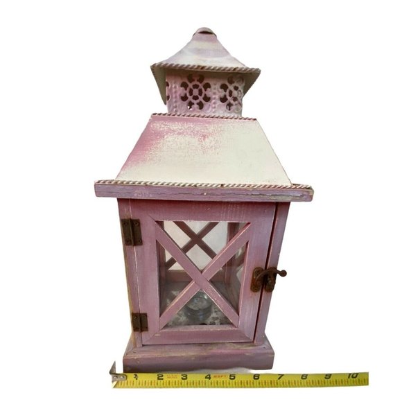 Vintage Distressed Wooden Glass Barn Door Lantern - Picture 10 of 10